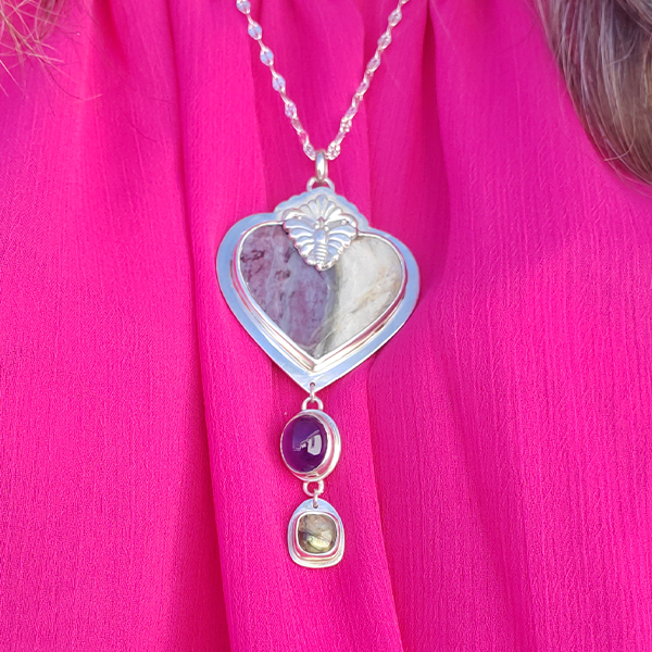 Hearts and Heroes Pendant (G) with Amethyst and Labradorite