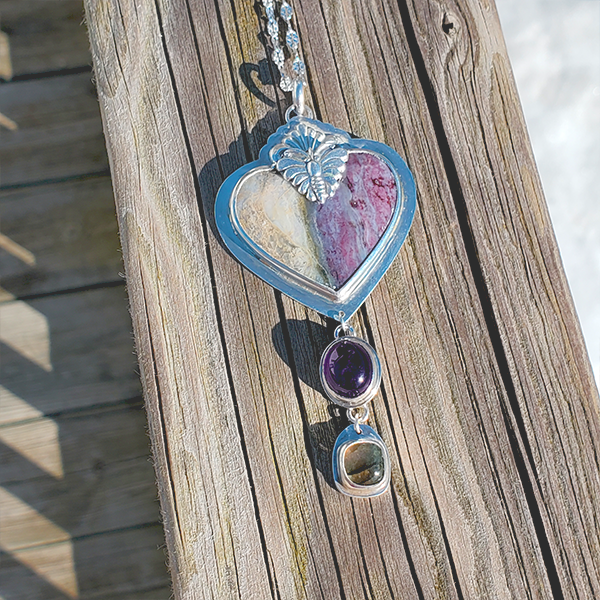 Hearts and Heroes Pendant (G) with Amethyst and Labradorite