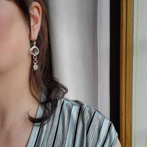 Potted Plants Collection, Labradorite and Leaf Earrings