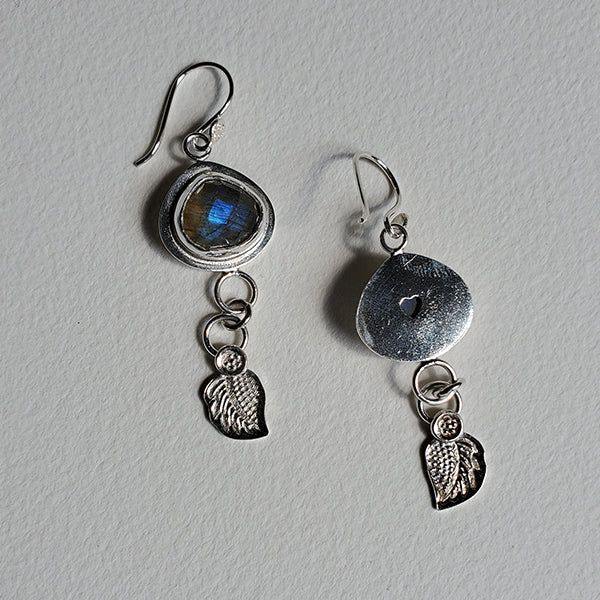 Potted Plants Collection, Labradorite and Leaf Earrings