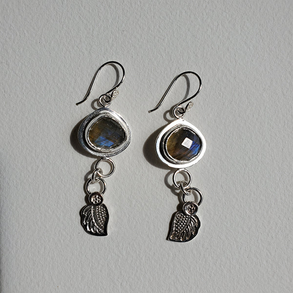 Potted Plants Collection, Labradorite and Leaf Earrings